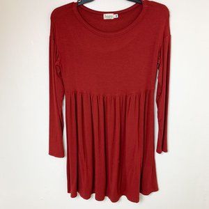 Baea brick red long sleeve tunic top small